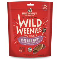 Stella & Chewy’s Freeze Dried Raw Wild Weenies Game Bird Recipe with Turkey, Duck & Quail Dog Treats 3.25 oz  I017040