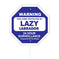 Warning Lazy Labrador Garden Sign I017117