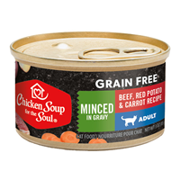 Chicken Soup for the Soul Grain Free Beef, Red Potato & Carrot Recipe Minced in Gravy Canned Cat Food 3 oz. I021161