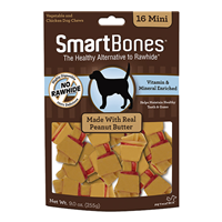 Smart Bones Classic Mini Peanut Butter Bone Chews 16 pk. for Small Dogs 5 -10 lbs I004349