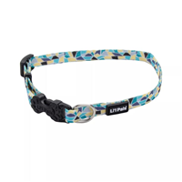 Coastal Li&lsquo;l Pals Adjustable Teal & Yellow Stained Glass Patterned Dog Collar I019017b