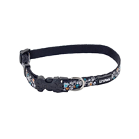 Coastal Li&lsquo;l Pals Black with Teal & Orange Paws Dog Collar I019045b