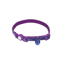 Coastal Safe Cat Purple Jeweled Buckle Adjustable Breakaway Cat Collar 3/8" X 8"-12" I019295