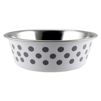 Indipets Buster Bowl White & Grey Polka Dot I021239
