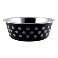 Indipets Buster Bowl Black & Grey Polka Dot I021242b