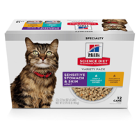 Hill&lsquo;s Science Diet Adult Cat Sensitive Stomach Variety Pack 12 count