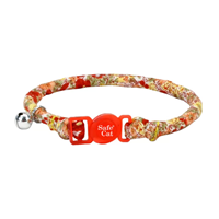 Coastal Red Floral Safe Cat Round Fashion Collar 3/8" X 8"-12" I021750