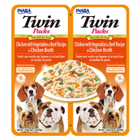 Inaba Twin Pack Chicken with Vegetables & Beef Recipe in Chicken Broth for Dogs I022296