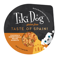 Tiki Dog Taste of Spain with Chicken & shrimp Paella Recipe in Broth 3 oz I023077