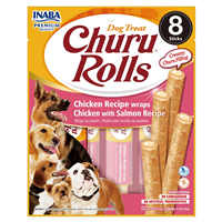 Inaba Churu Rolls Chicken with Salmon Recipe for Dogs 8 Pk. I023095