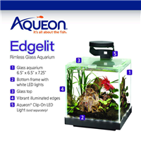 Aqueon Edgelit Rimless Cube Glass Aquarium Size 1