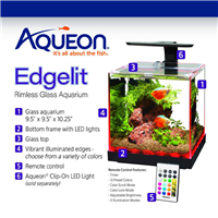 Aqueon Edgelit Rimless Cube Glass Aquarium Size 3