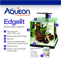 Aqueon Edgelit Rimless Cube Glass Aquarium Size 6
