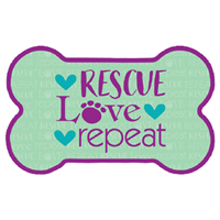 Dog Speak Rescue Love Repeat Bone Shaped Magnet I023826