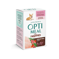Optimeal for Carnivores Grain Free Puppy Tender Morsels Chicken & Beef Recipe 4 Pack 3 oz. Pouches I026984