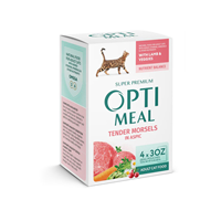Optimeal Tender Morsels Is Aspic with Lamb & Veggies 4 Pack 3 oz. Pouches I026988