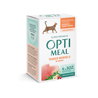 Optimeal Tender Morsels In Gravy Chicken & Turkey Recipe Indoor Health 4 Pack 3 oz. Pouches I026990