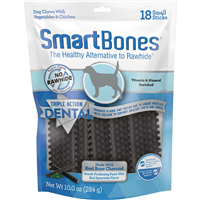 SmartBones Triple Action Dental Sticks Made with Real Bone Charcoal & Spearmint for Small Dogs 18ct I029148