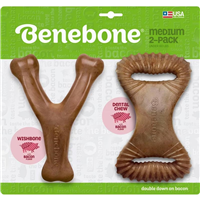 Benebone Medium 2-Pack Dental Chew & Wishbone Dog Chew Toy I029268