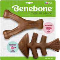 Benebone Medium 2-Pack Wishbone & Fishbone Dog Chew Toy I029270
