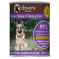 Dave&lsquo;s Pet Food 95% Premium Turkey & Turkey Liver Grain-Free Recipe Can Food for Dogs 12.5 oz. I030620