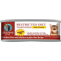 Dave’s Restricted Diet Phosphorus Chicken Liver & Chicken in Juice Pate Recipe Can Food for Cats 5.5 oz. I030726