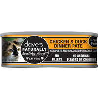 Dave’s Grain-Free Naturally Healthy Food Chicken & Duck Dinner Pate Can Food for Cats 5.5 oz. I030730
