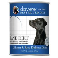 Dave’s Restricted Diet Bland Chicken & Rice Can Food for Dogs 13.2 oz.  I030740