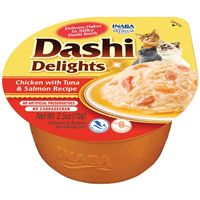 Inaba Dashi Delights Chicken with Tuna & Salmon in Broth Cat Food 2.5oz I030954