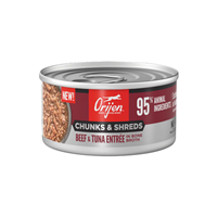ORIJEN Chunks & Shreds Beef & Tuna Entree in Bone Broth for Cats 3oz. I032983