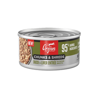 ORIJEN Chunks & Shreds Duck & Liver Entree in Bone Broth for Cats 3oz. I032984